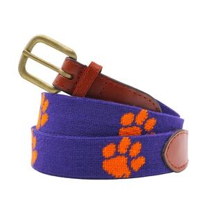 NEW Smathers & Branson Needlepoint Belt Clemson Tigers Purple & Orange size 32